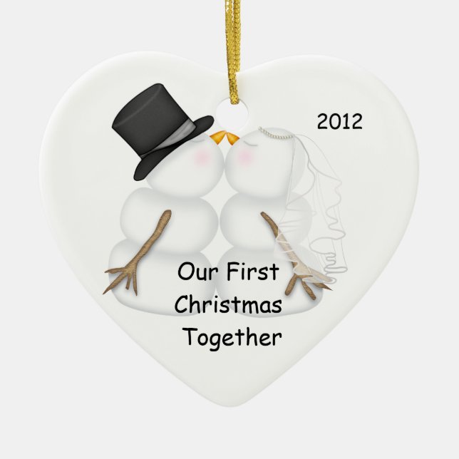 First Christmas Together SNOWMAN COUPLE Ceramic Ornament (Front)