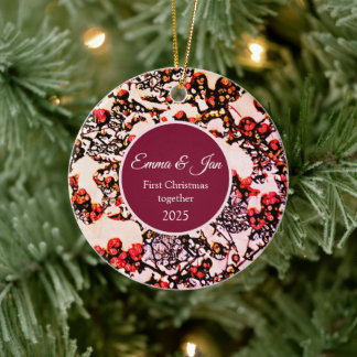 First Christmas together winter berries Ceramic Ornament