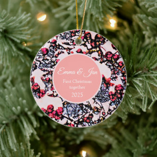 First Christmas together winter berries Ceramic Ornament
