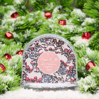 First Christmas together winter berries Snowglobe