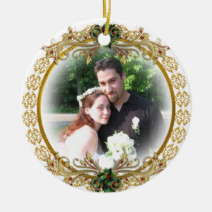 First Christmas together with photo Ceramic Ornament