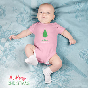 First Christmas Tree Star Snow Cute Simple Baby Bodysuit