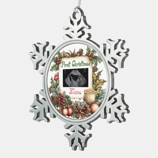 First Christmas Ultrasound Photo Keepsake Ornament (Right)