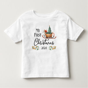 First Christmas Watercolor Sled Toddler T-Shirt