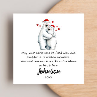First Christmas Watercolor Whimsical Bears Holiday Card