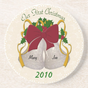 First Christmas Wedding Bells Coasters