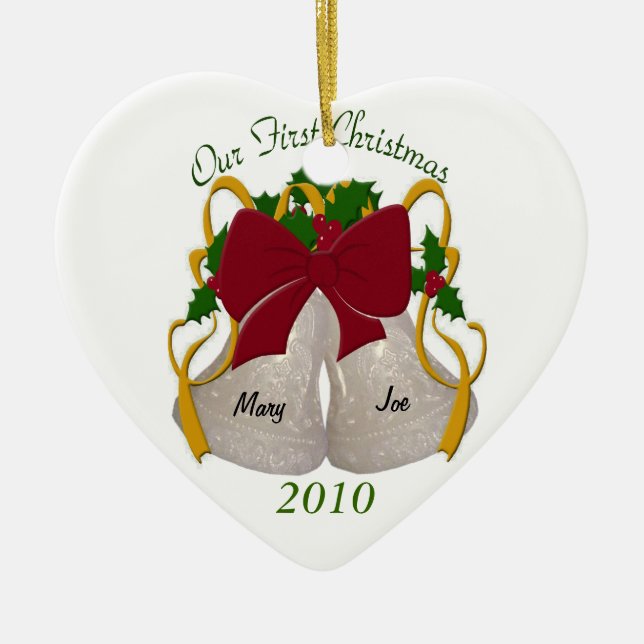 First Christmas Wedding Bells Ornament (Front)