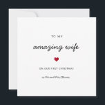 First Christmas wife romantic heart mr & mrs name Card<br><div class="desc">cute minimalist card for girlfriend,  wife,  fiancee,  lover; to my amazing wife (customise ANY person) on our first Christmas with personalised couple names. the back is blank for any message!</div>