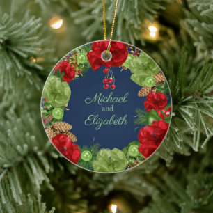 First Christmas with Holiday Wreath Ceramic Ornament
