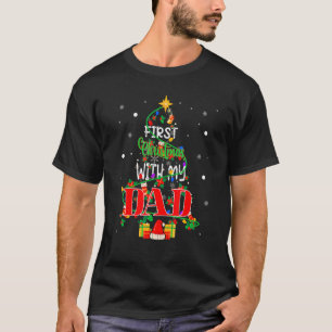 First Christmas With My Dad Xmas Tree Light Family T-Shirt
