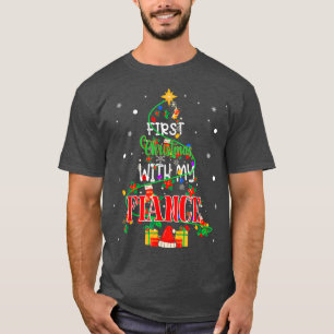 First Christmas With My Fiance Xmas Tree Light Fam T-Shirt