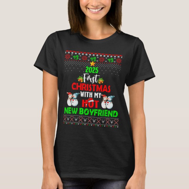 First Christmas With My Hot New Boyfriend 2025 Cou T-Shirt (Front)