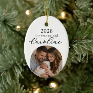 First Christmas with New Baby Photo Milestone Ceramic Ornament