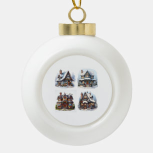 First Chrstmas Beautiful Christmas House Designs Ceramic Ball Christmas Ornament