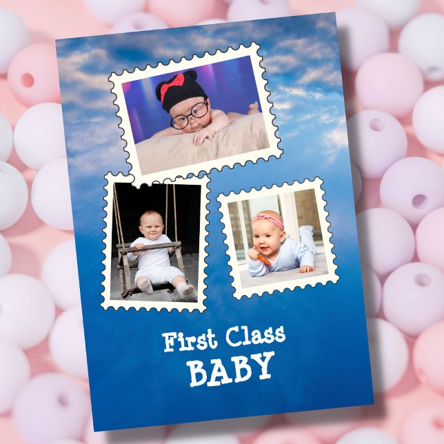 First Class BABY Best Baby Ever 3 custom photo Card (Creator Uploaded)