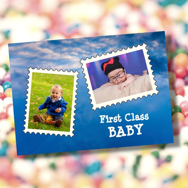 First Class BABY Best Baby Ever 3 custom photo Card (Creator Uploaded)