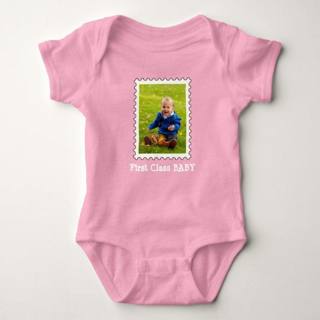 FIRST CLASS BABY Best Baby Ever custom photo Baby Bodysuit (Front)
