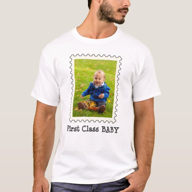 First Class Baby Cute Personalised Custom Photo T-Shirt (Front)