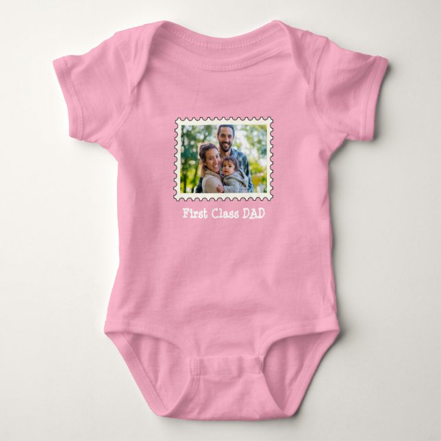 FIRST CLASS DAD Best Dad custom horizontal photo Baby Bodysuit (Front)