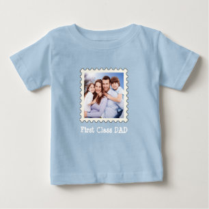 FIRST CLASS DAD Best Dad Ever custom square photo  Baby T-Shirt