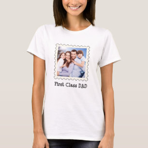 FIRST CLASS DAD Best Dad Ever custom square photo T-Shirt