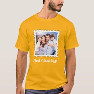 FIRST CLASS DAD Best Dad Ever custom square photo  T-Shirt