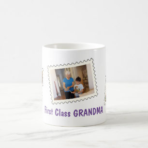 First Class GRANDMA Best Grandma 3 custom photo Coffee Mug