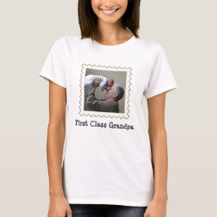 First Class Grandpa Best Papa custom square photo T-Shirt
