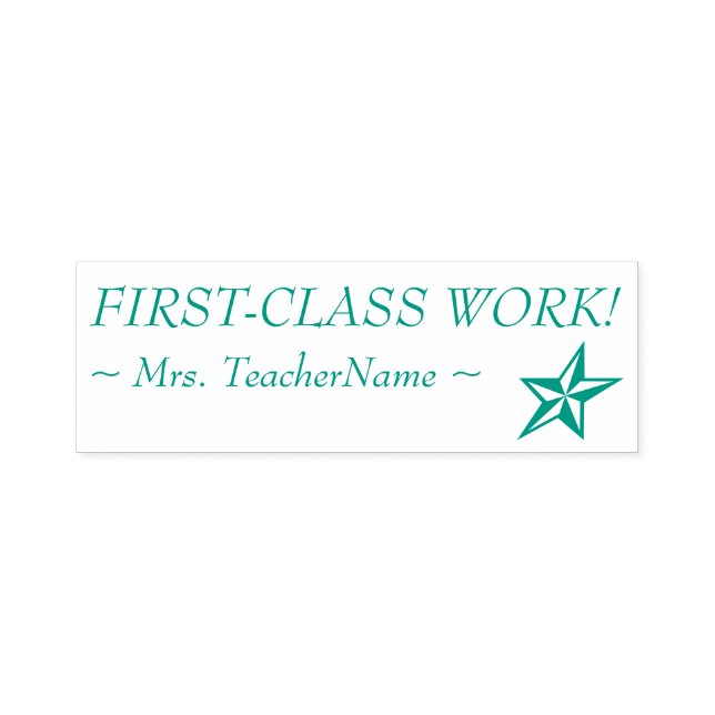 "FIRST-CLASS WORK!" Tutor Rubber Stamp (Design)