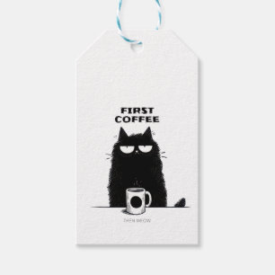 First Coffee Then Meow – Funny Cat Coffee Lover Gift Tags