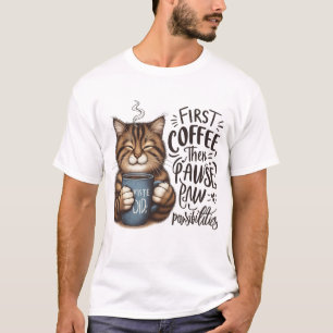 First Coffee Then Pawsibilities Cat Lover T-Shirt
