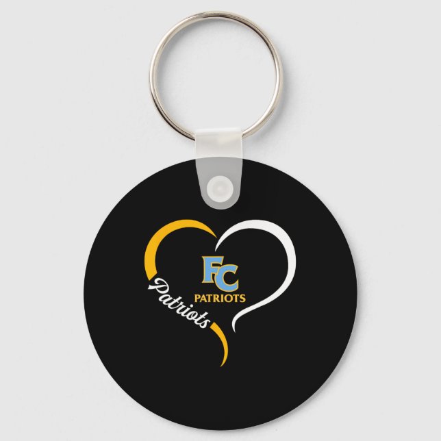 First Colonial Patriots Logo Half Heart Slogan Hs  Key Ring (Front)