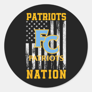 First Colonial Patriots Logo Nation Hs Classic Round Sticker