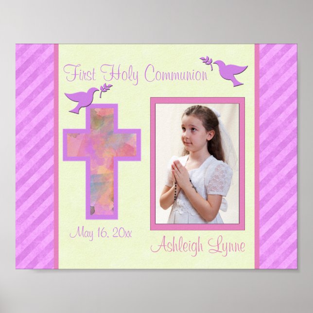 First Communion 8"x10" Photo Frame Insert - Girl Poster (Front)