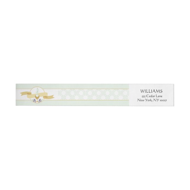 First Communion Address Label - Mint & Gold (Individual)