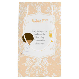 First Communion African American Boy Thank You Small Gift Bag