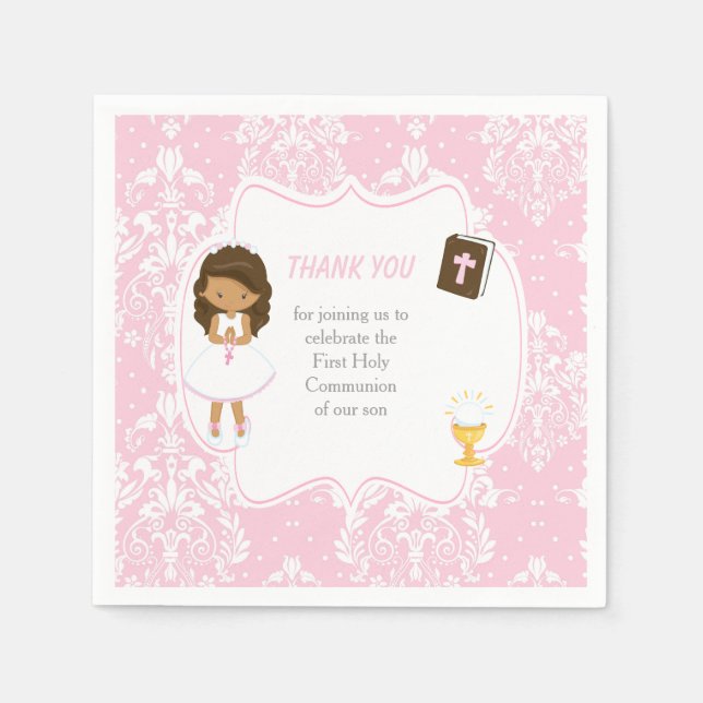 First Communion African American Girl Napkin (Front)