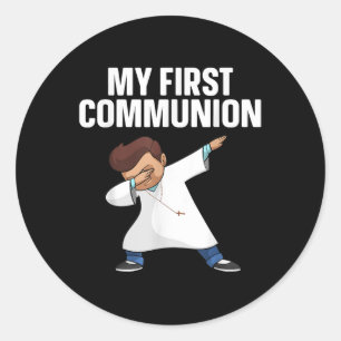First Communion Art For Boys Girls Kids 1st Holy C Classic Round Sticker