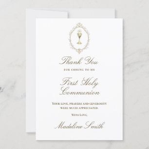 First Communion beige frame thank you Card
