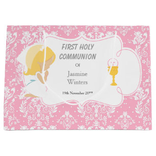 First Communion Blonde Hair Girl Thank You Large Gift Bag