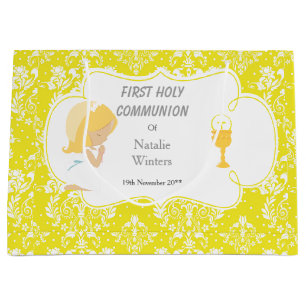 First Communion Blonde Hair Girl Thank You Large Gift Bag