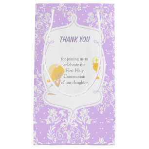 First Communion Blonde Hair Girl Thank You Small Gift Bag