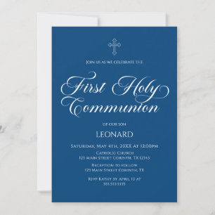 First Communion Blue Invitation