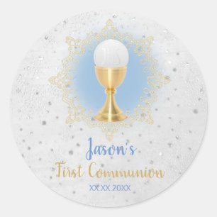 First Communion boy Classic Round Sticker