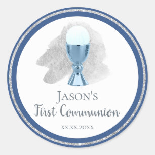 First Communion - boy Classic Round Sticker