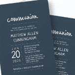 First Communion Boy | Modern   Simple Invitation<br><div class="desc">Composed of playful script and san serif typography; All against a backdrop of simple background. 

This is designed by Select Party Supplies,  exclusive for Zazzle.

Available here:
http://www.zazzle.com/selectpartysupplies</div>