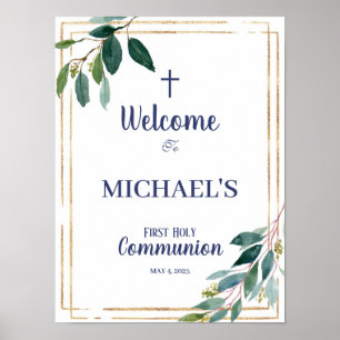 First communion boy welcome sign