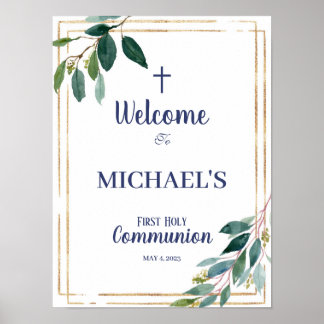 First communion boy welcome sign