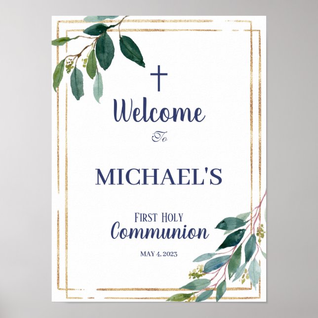First communion boy welcome sign (Front)