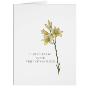First Communion Card with Image of Lily by Redoute